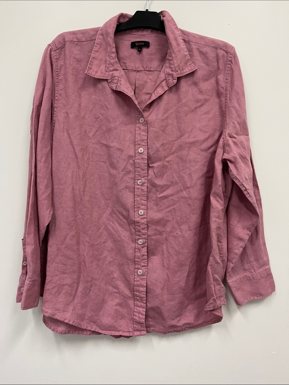 Quince 100% European Linen Button-Down Shirt in Mauve size XL